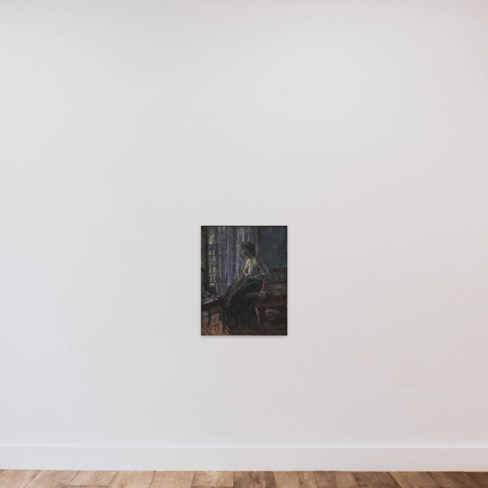 Woman Seated at a Window unframed — shown to scale
