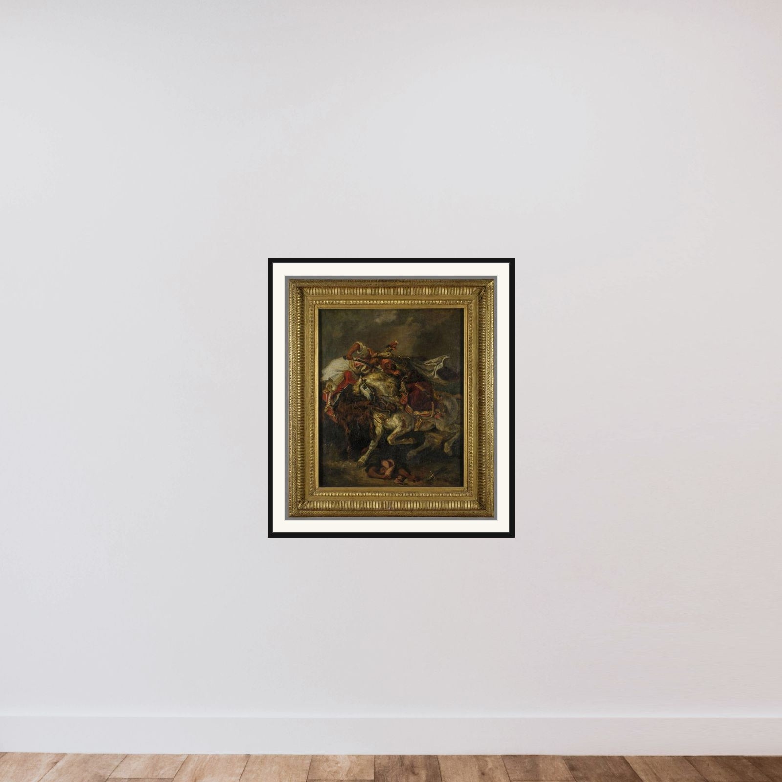 Le Combat du Giaour et du Pacha framed — shown to scale