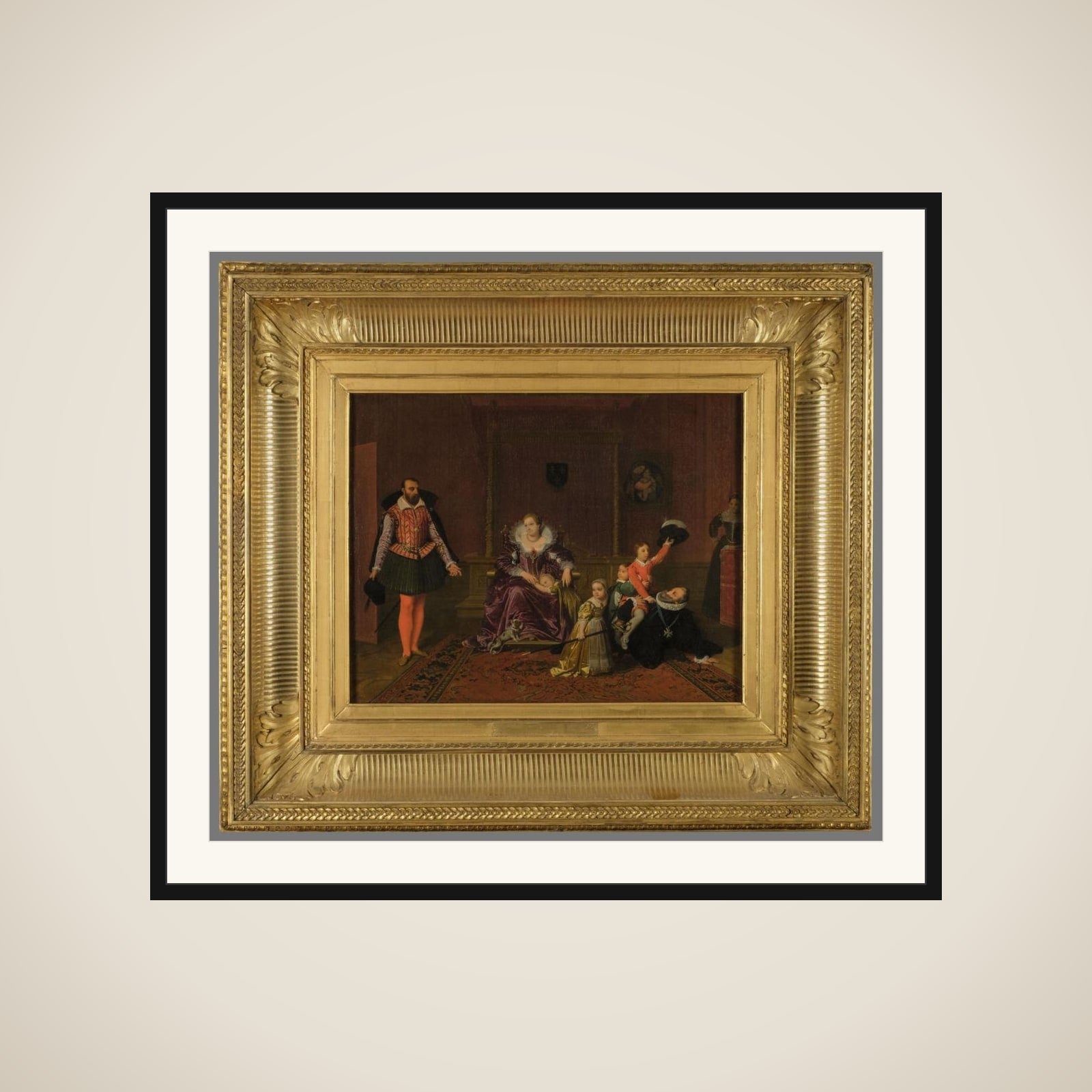 Henri IV jouant avec ses enfants au moment où l'ambassadeur d'Espagne est admis en sa présence framed