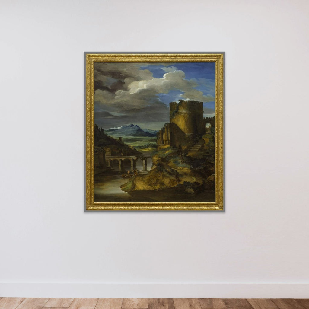 Paysage italien au tombeau unframed — shown to scale