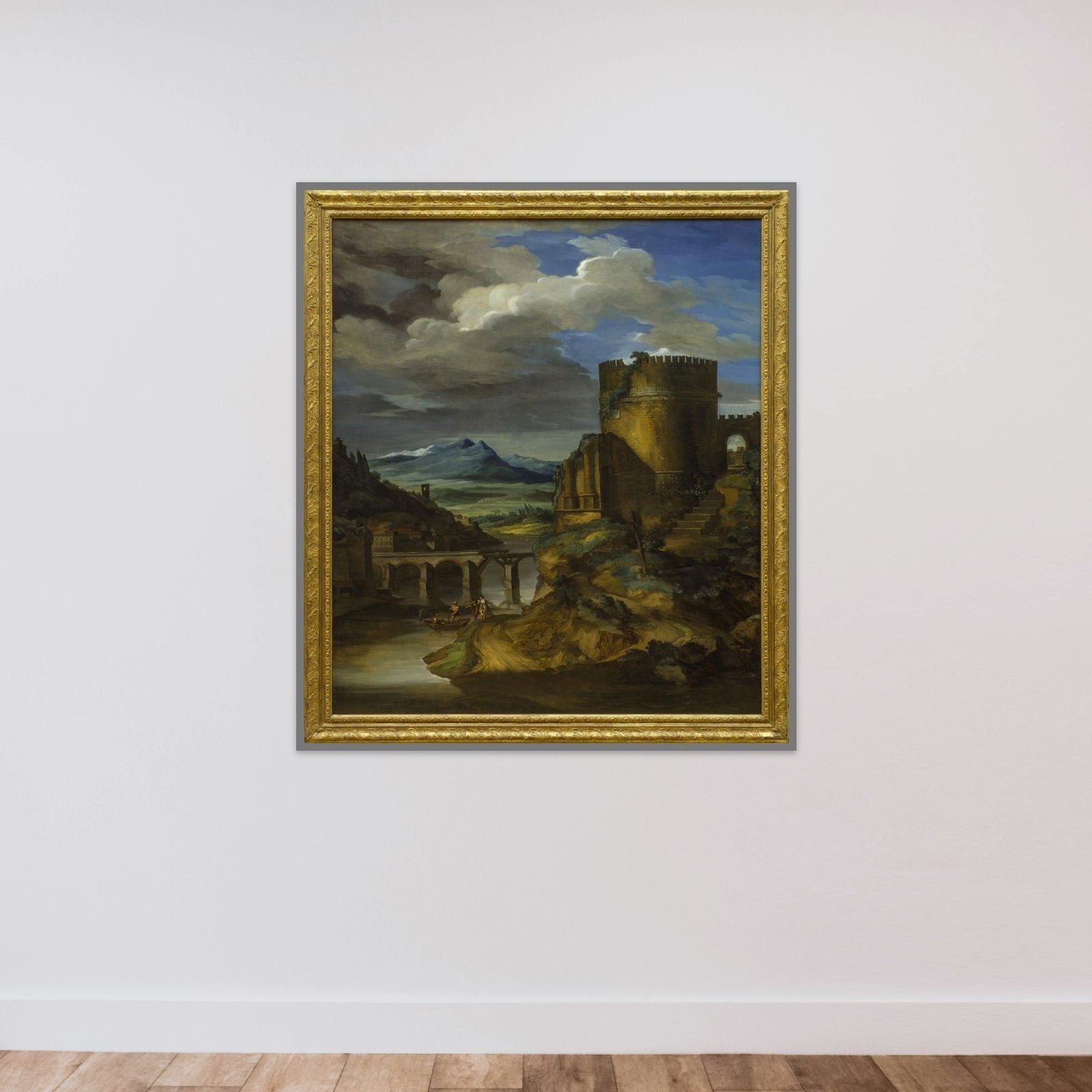 Paysage italien au tombeau unframed — shown to scale