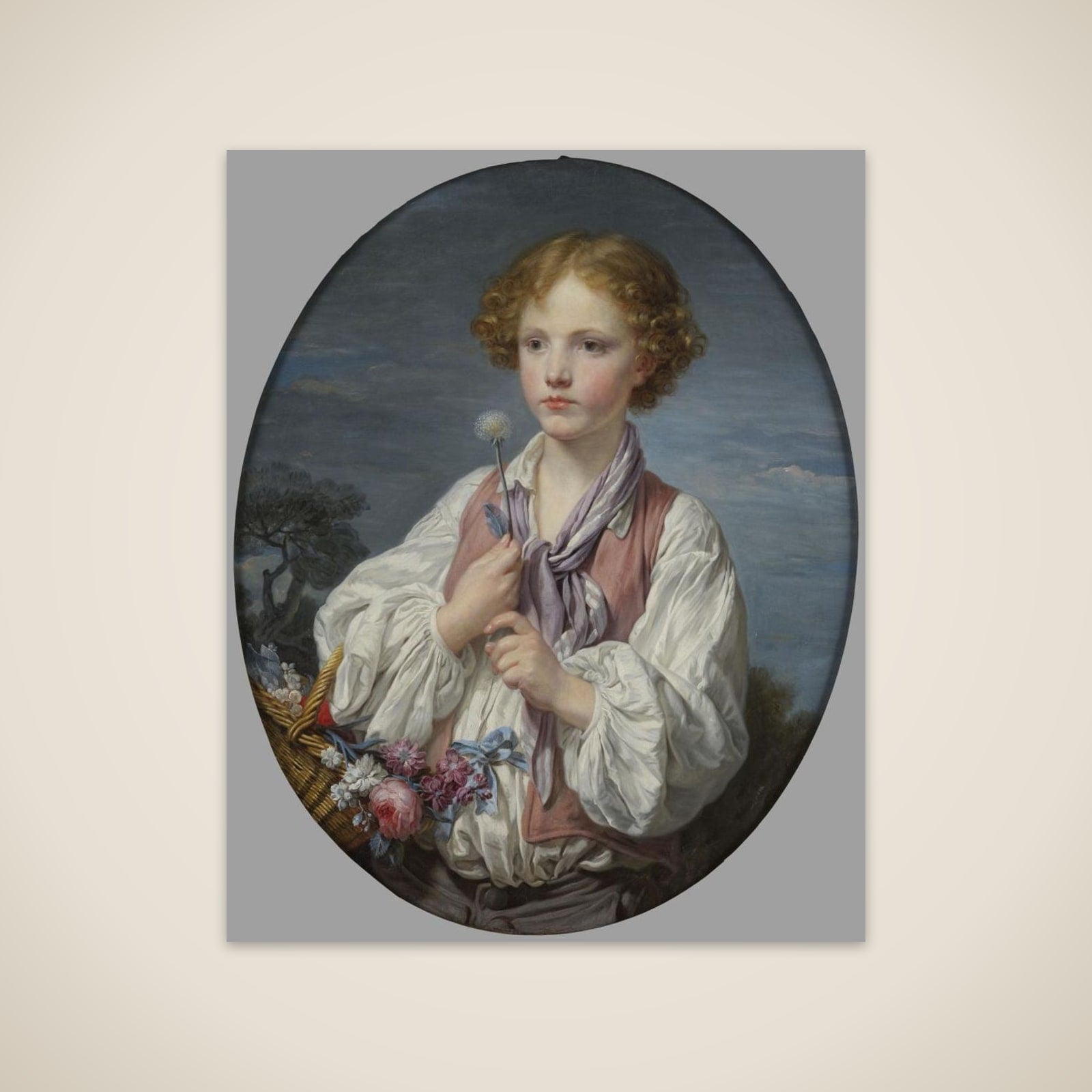 Jeune berger qui tente le sort pour savoir s'il est aimé de sa bergère unframed print