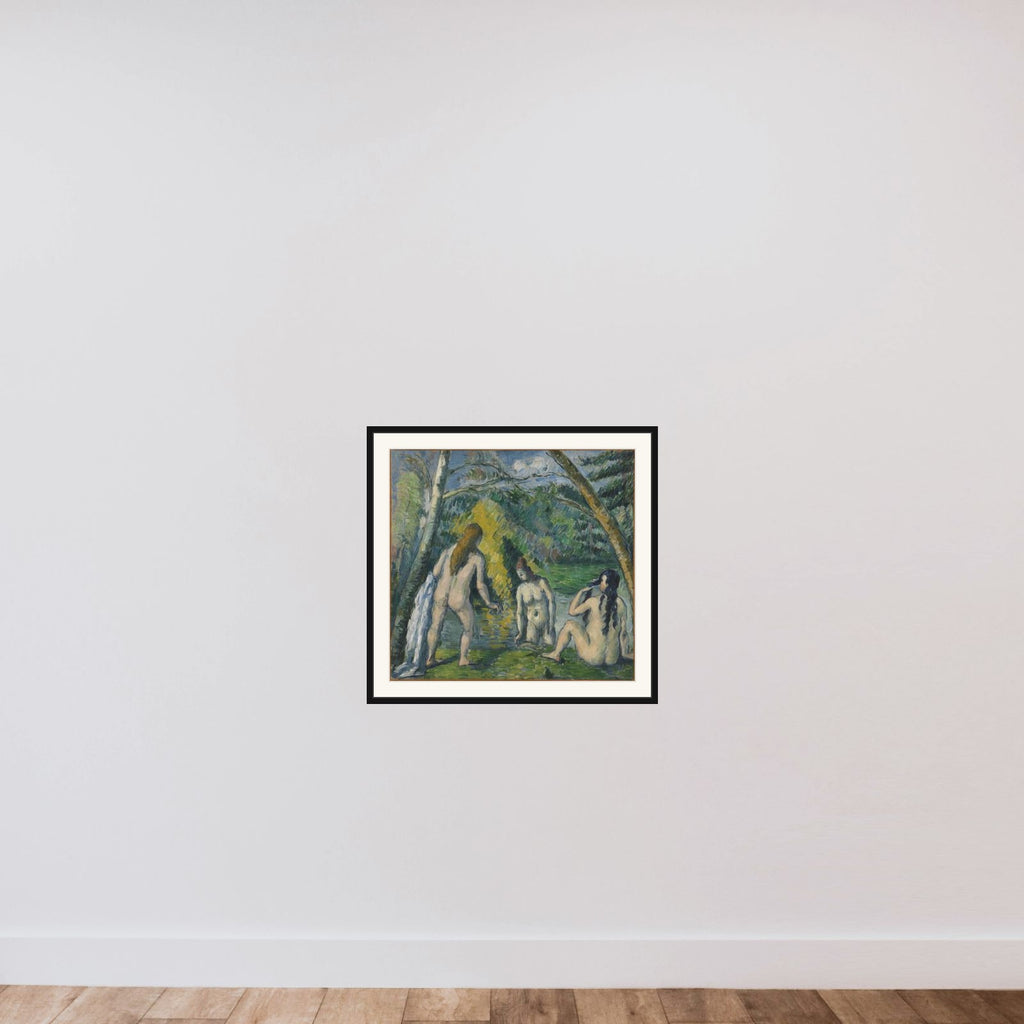 Trois baigneuses framed — shown to scale