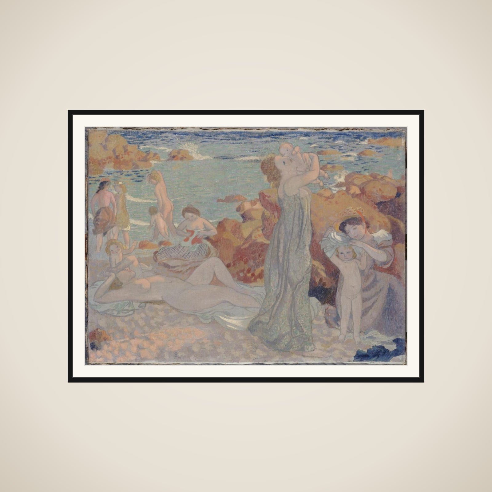 Baigneuses, plage du Pouldu framed