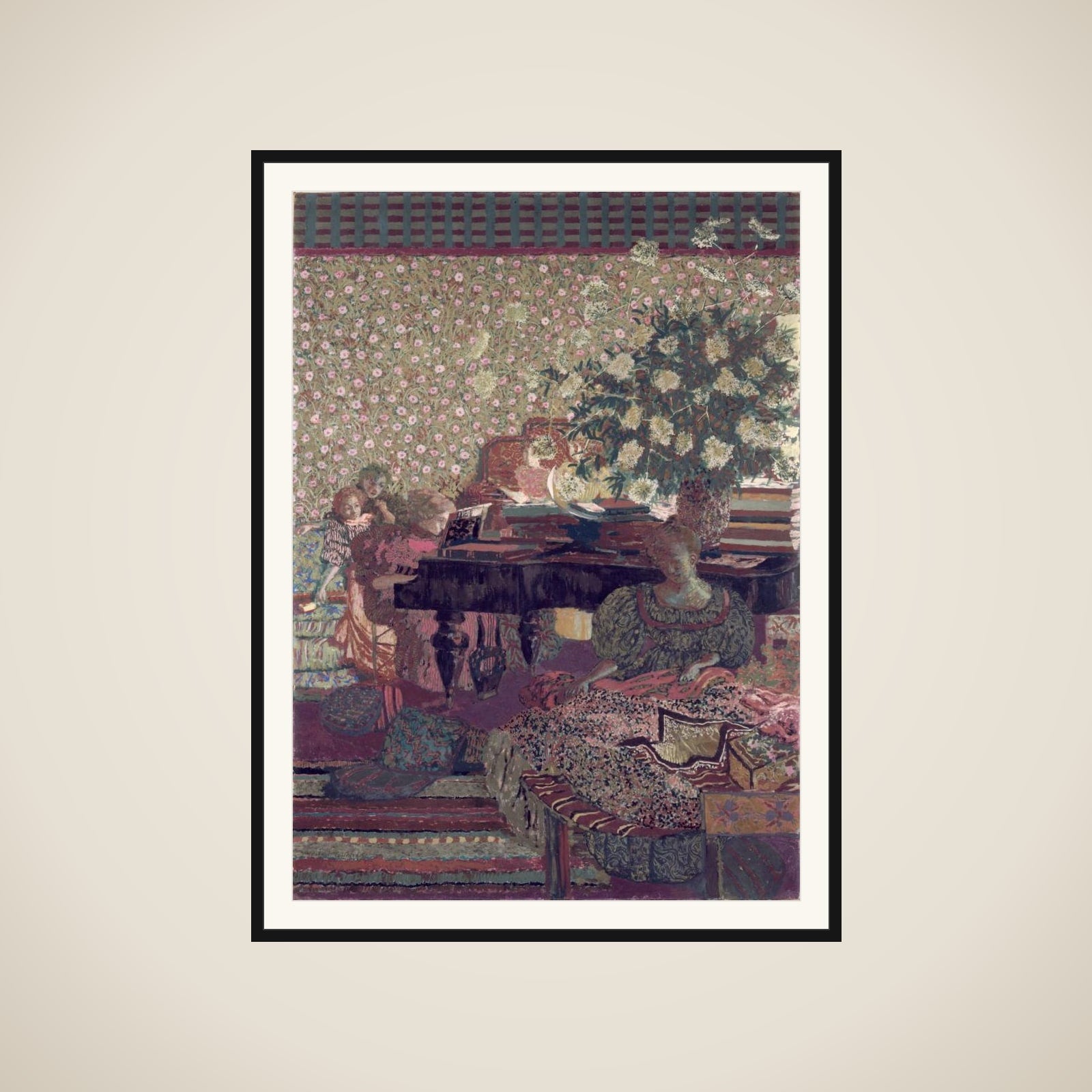 Personnages dans un intérieur. La musique framed