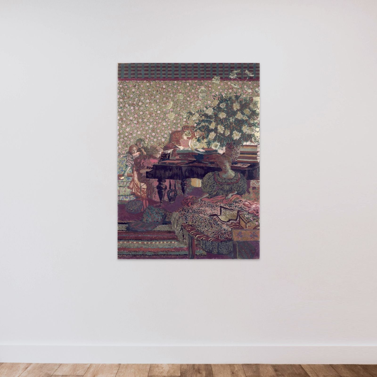 Personnages dans un intérieur. La musique unframed — shown to scale