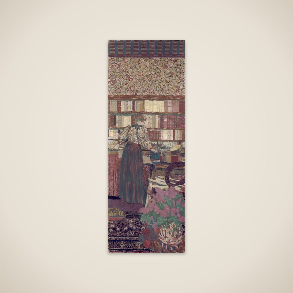 Personnages dans un intérieur. Le choix des livres unframed print