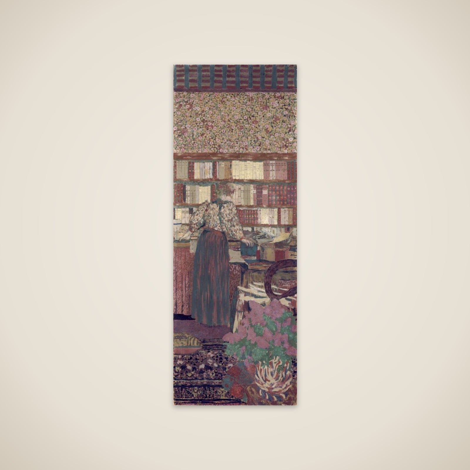 Personnages dans un intérieur. Le choix des livres unframed print