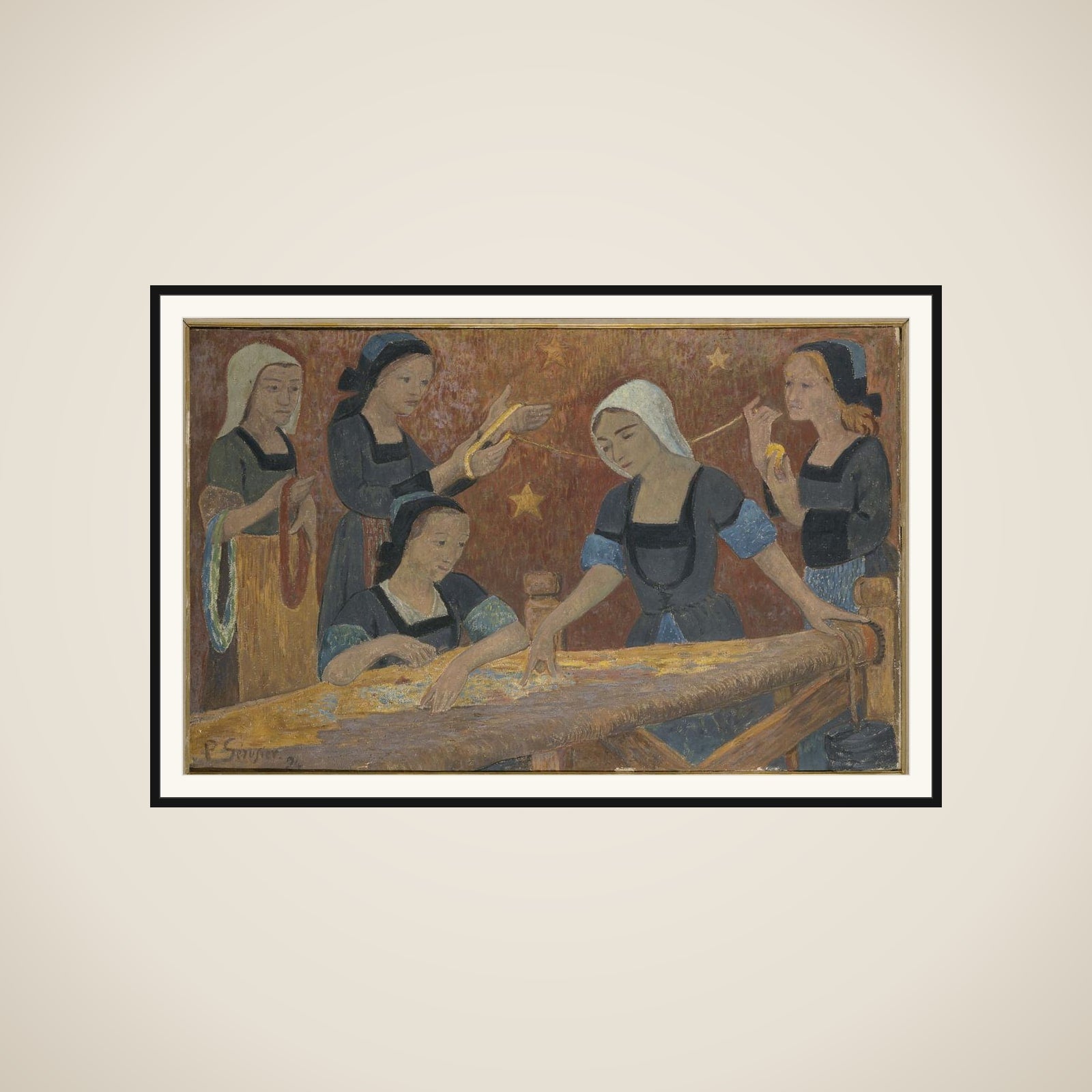 La tapisserie (les cinq tisseuses) framed