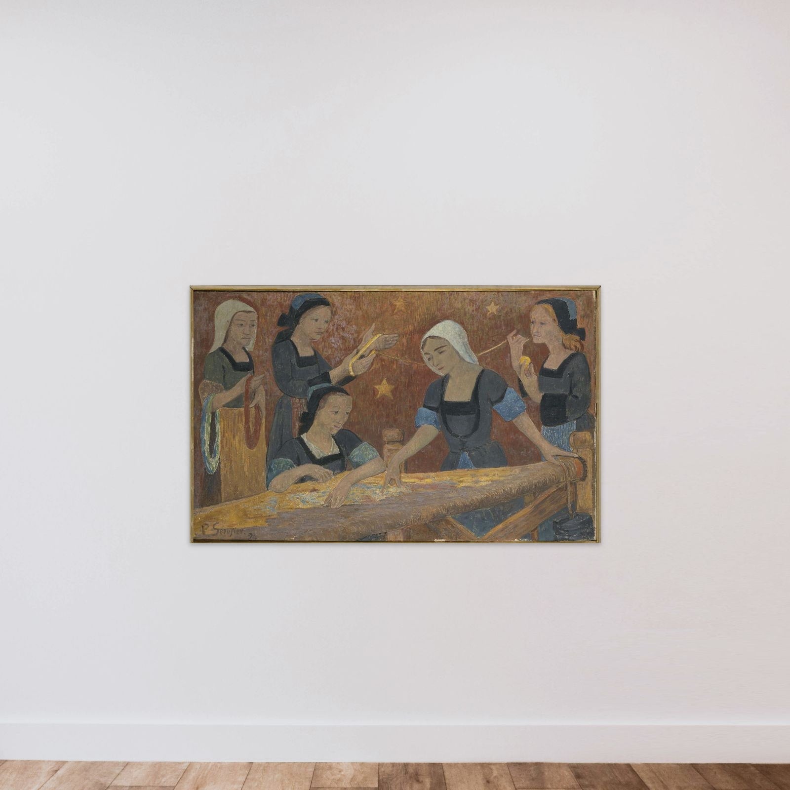 La tapisserie (les cinq tisseuses) unframed — shown to scale