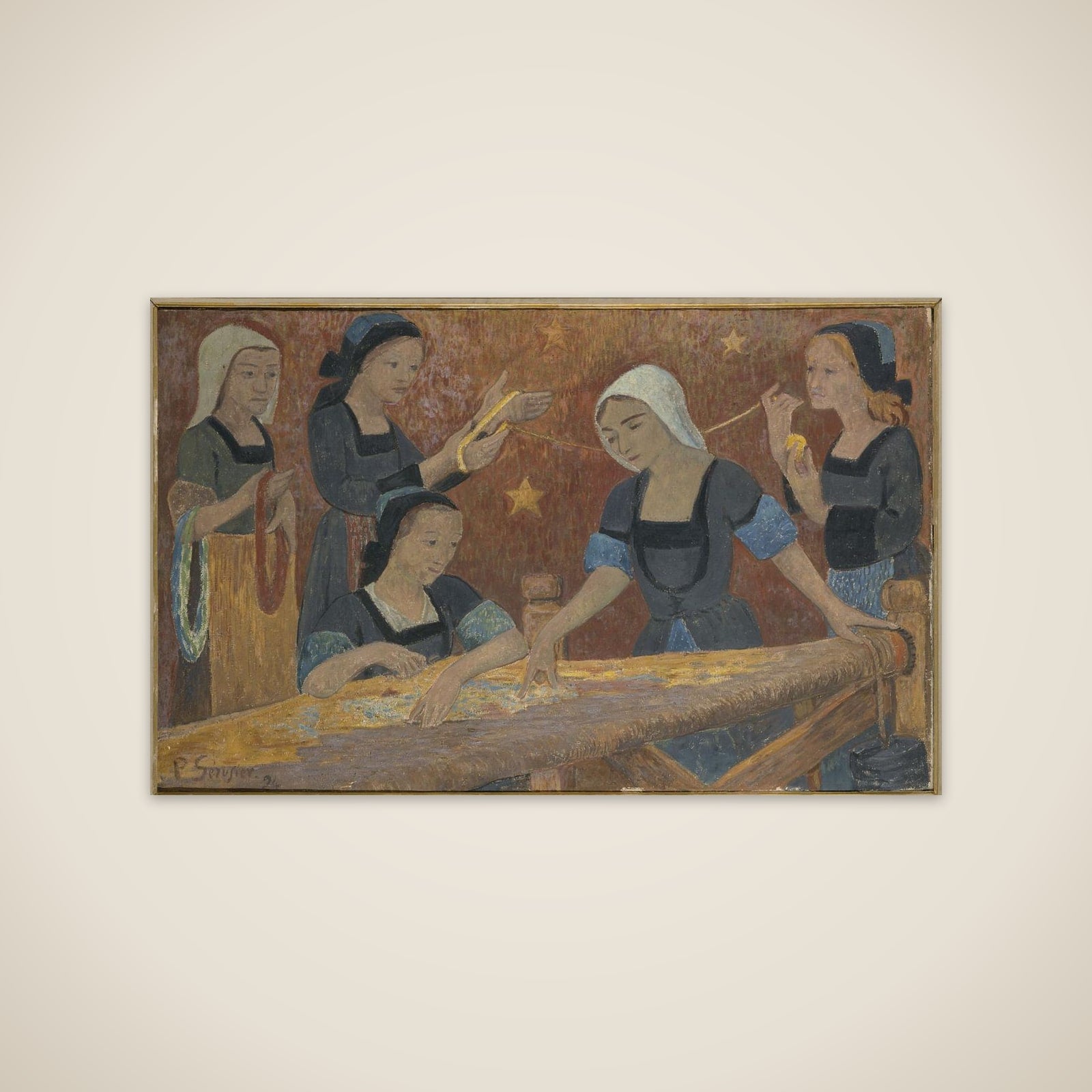La tapisserie (les cinq tisseuses) unframed print