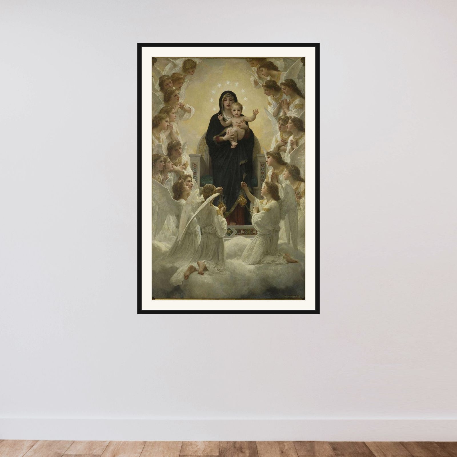 La Vierge aux anges framed — shown to scale