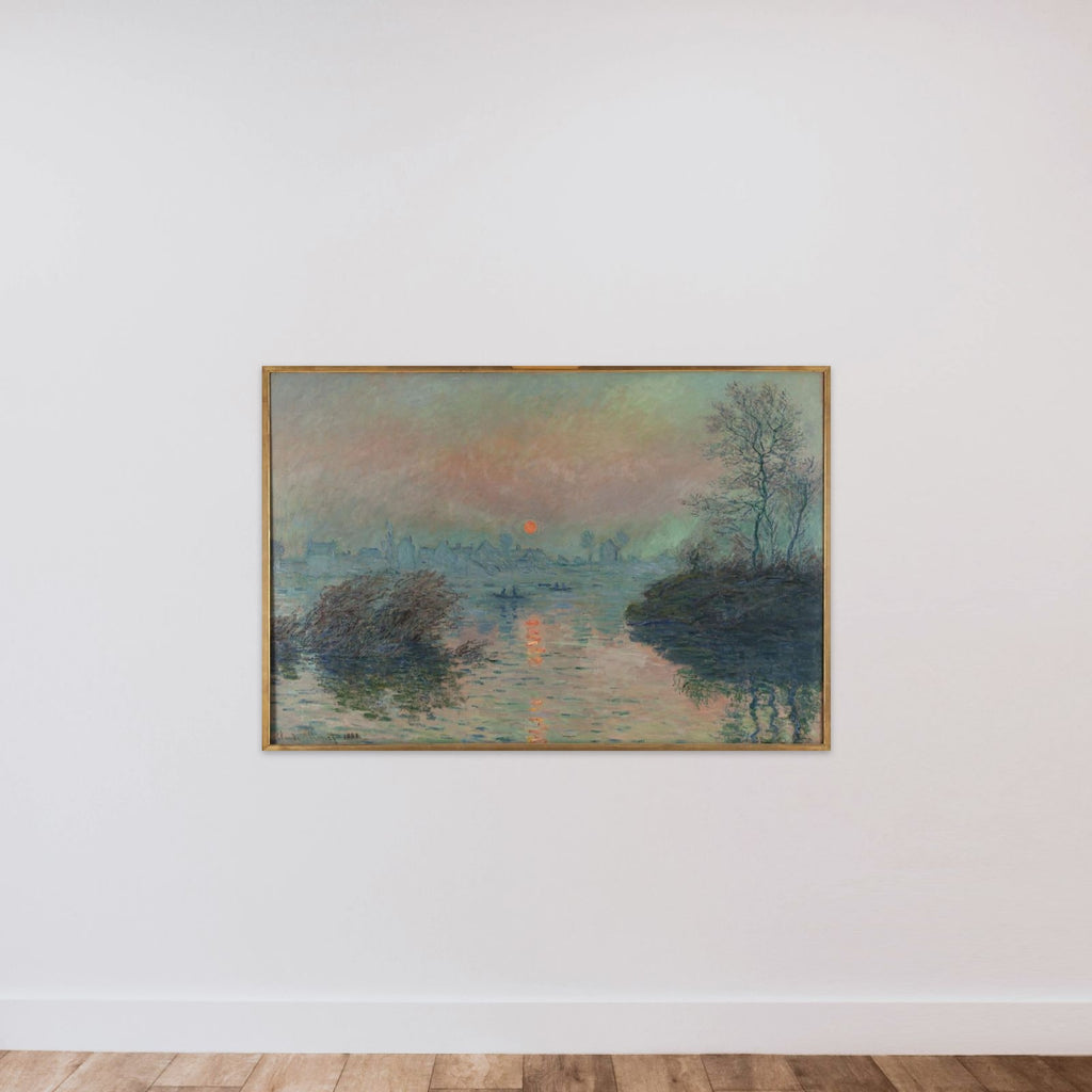 Soleil couchant sur la Seine à Lavacourt, effet d'hiver unframed — shown to scale