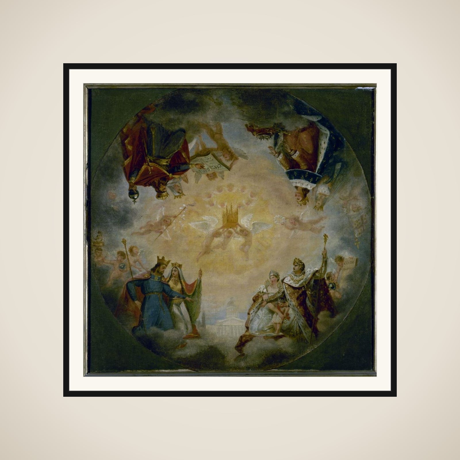 Esquisse pour le Panthéon (église Sainte-Geneviève) : Gloire des dynasties royales et impériales devant sainte Geneviève framed