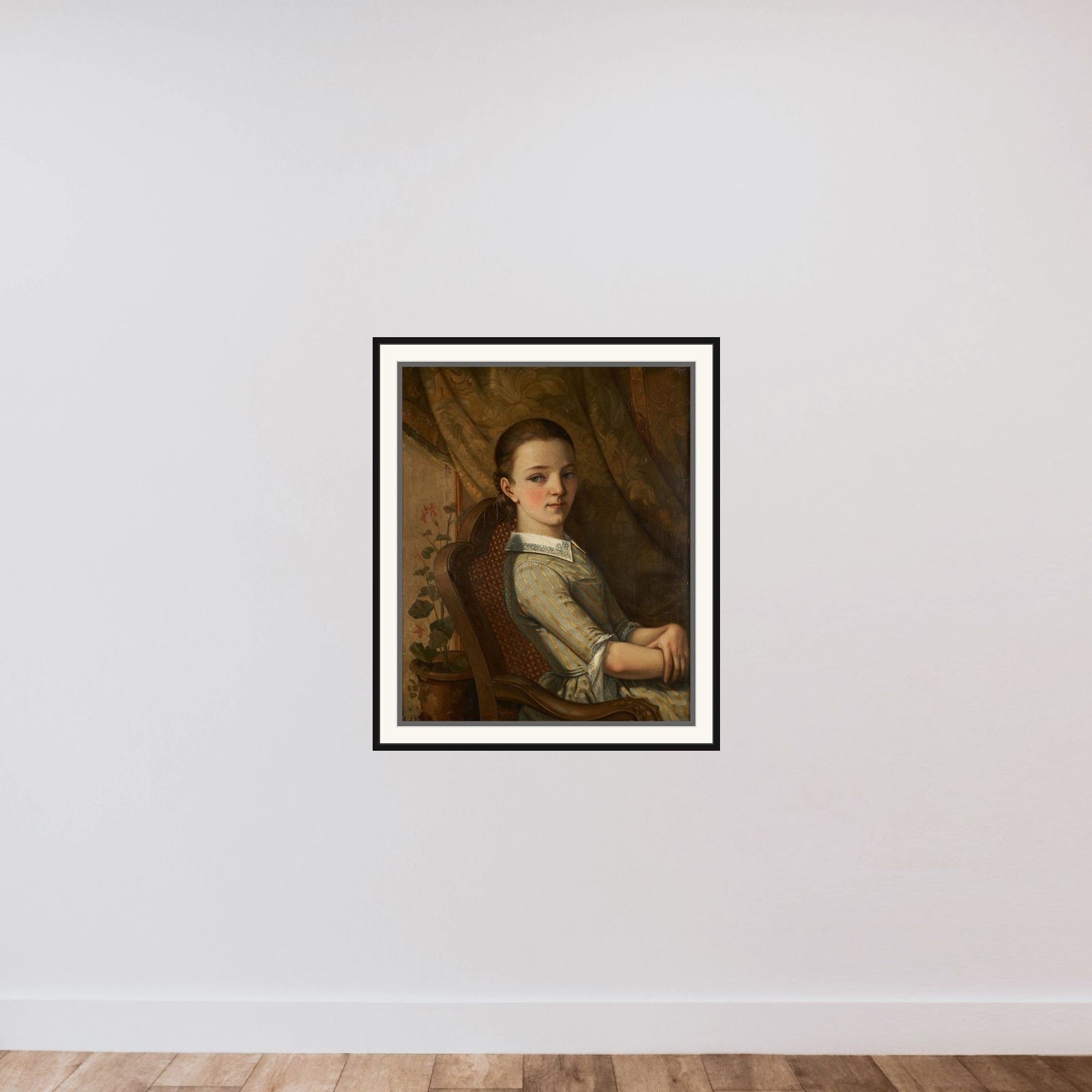 Portrait de Juliette Courbet framed — shown to scale