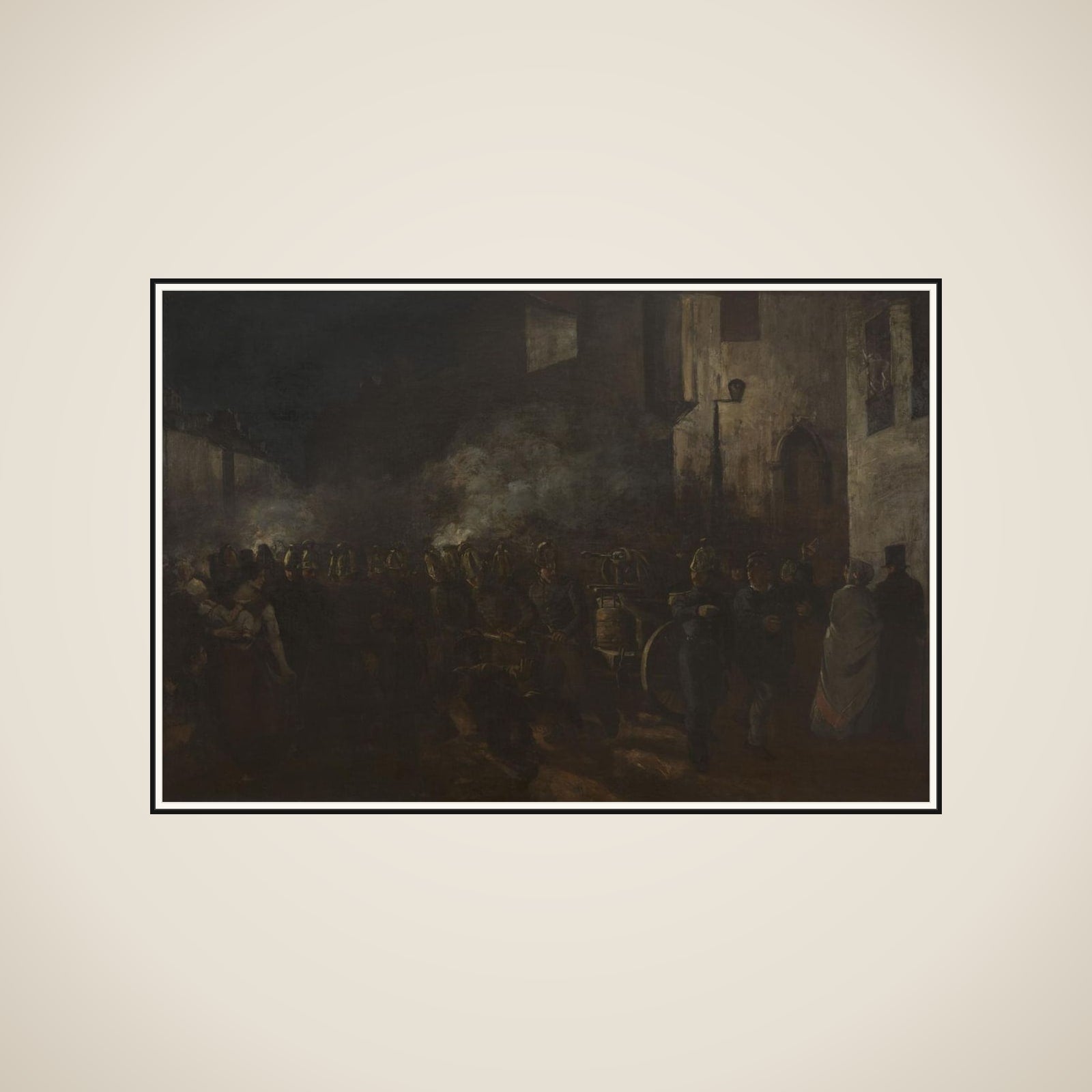 Pompiers courant à un incendie framed