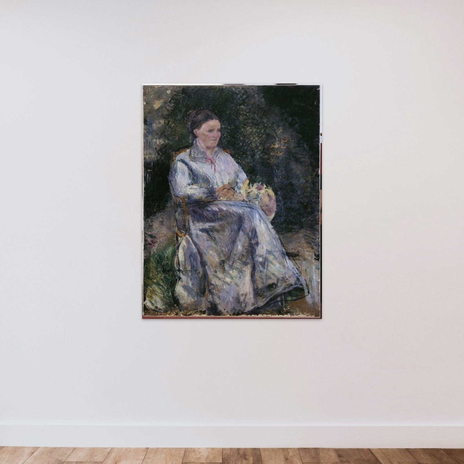 Julie Pissarro au jardin unframed — shown to scale