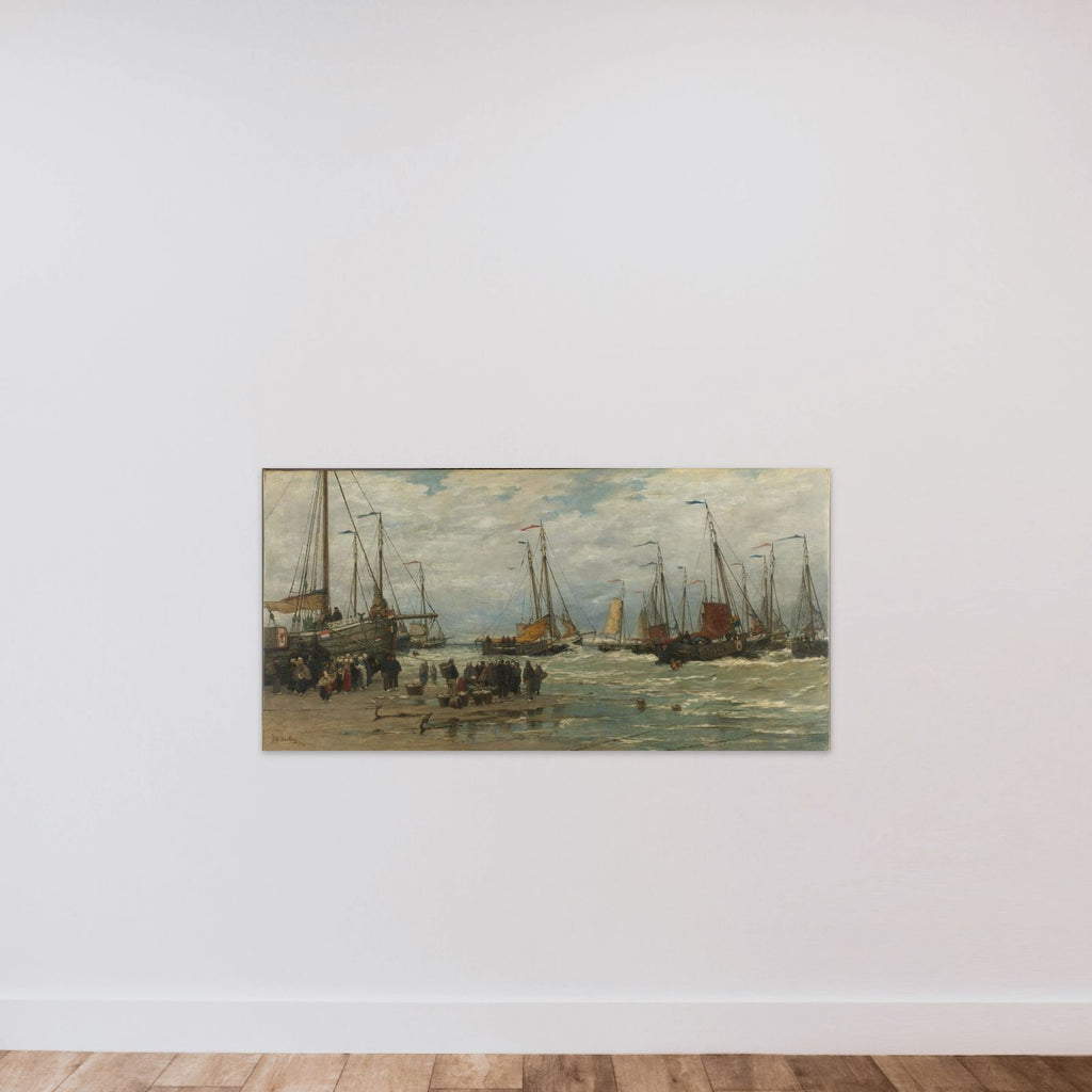 Fishing Pinks in Breaking Waves unframed — shown to scale