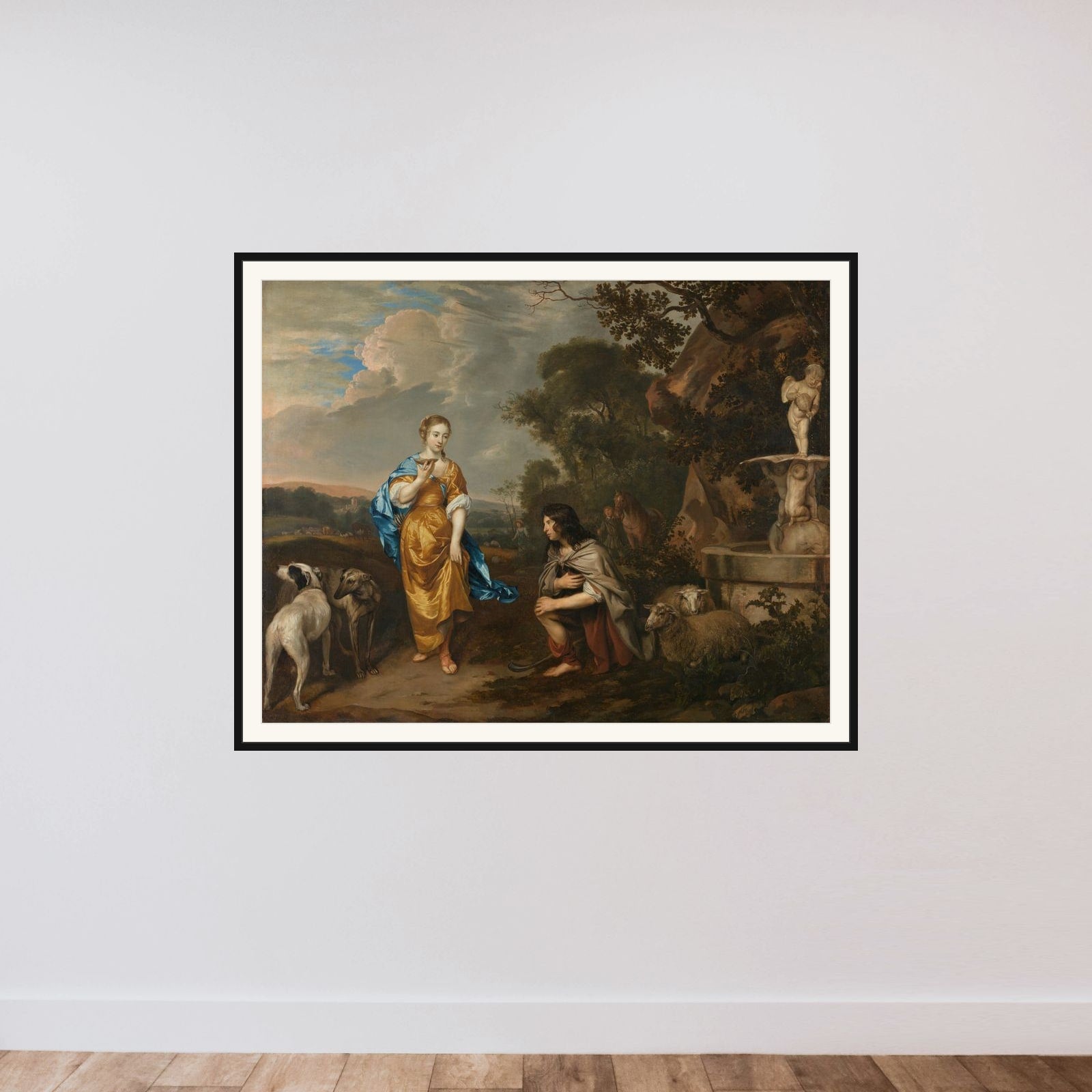 The Meeting of Granida and Daifilo framed — shown to scale