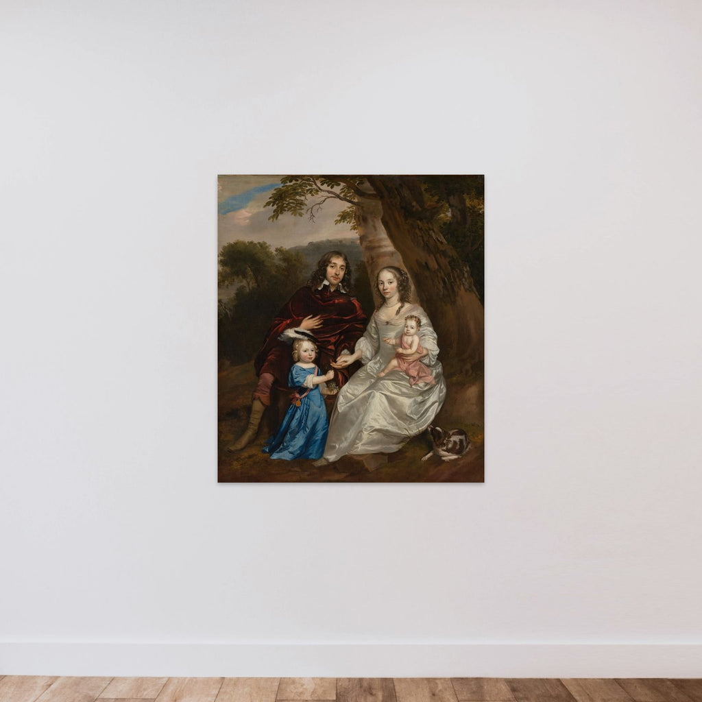 Portrait of Govert van Slingelandt (1623-1690), with his First Wife Christina van Beveren (1632-1656) and their Two Children unframed — shown to scale