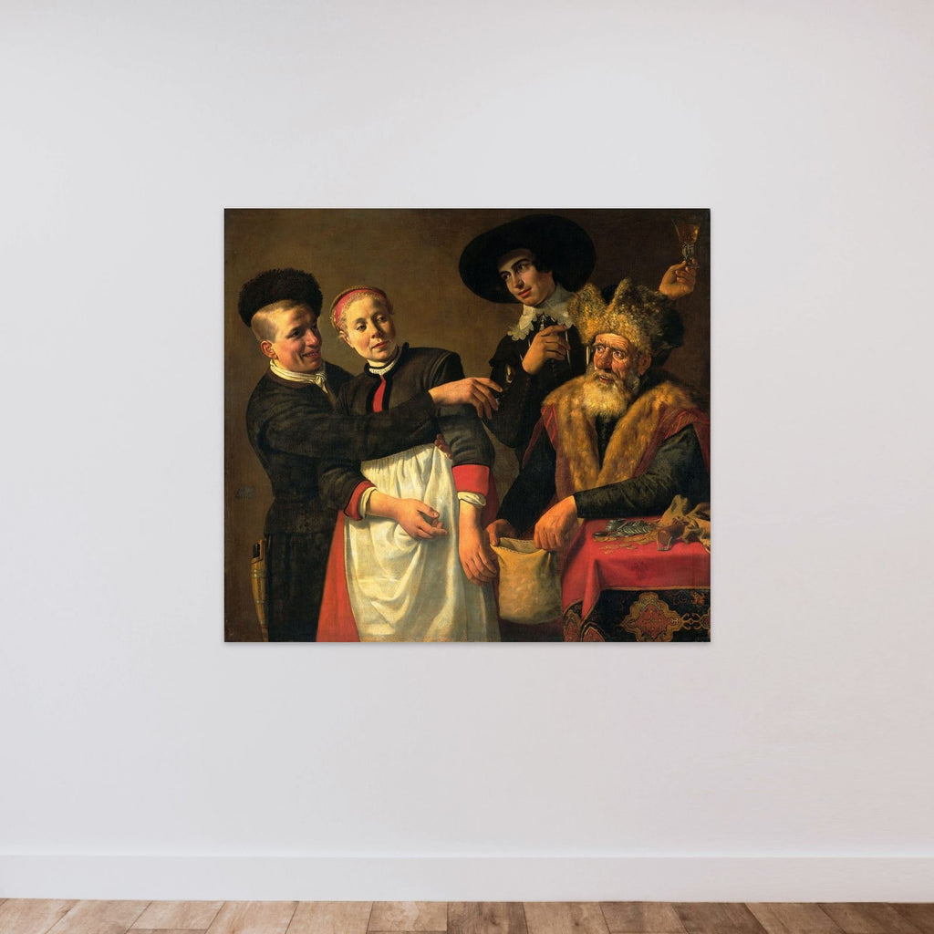 Mooy-Aal and her Suitors unframed — shown to scale