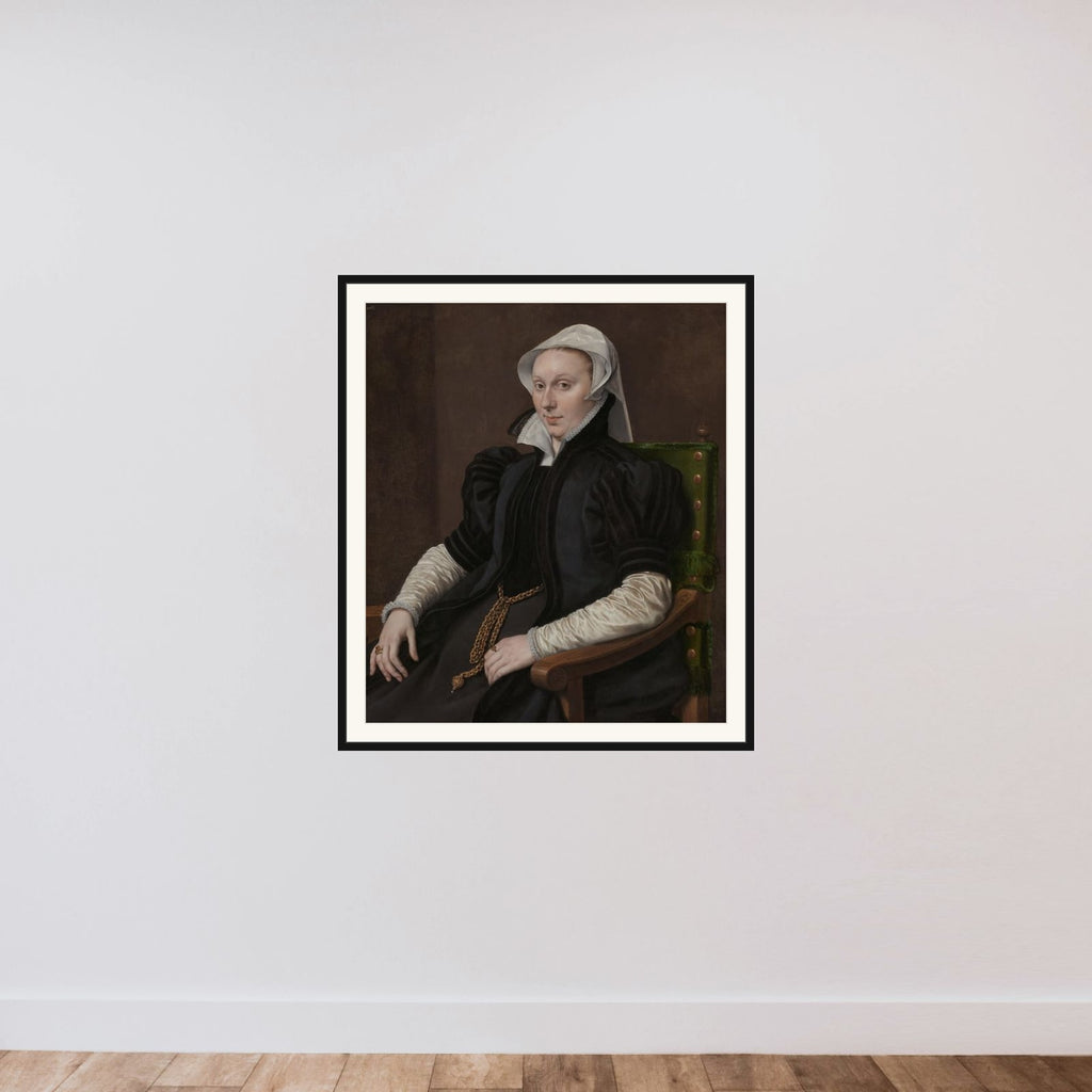 Portrait of Anne Fernely. Wife of Sir Thomas Gresham framed — shown to scale