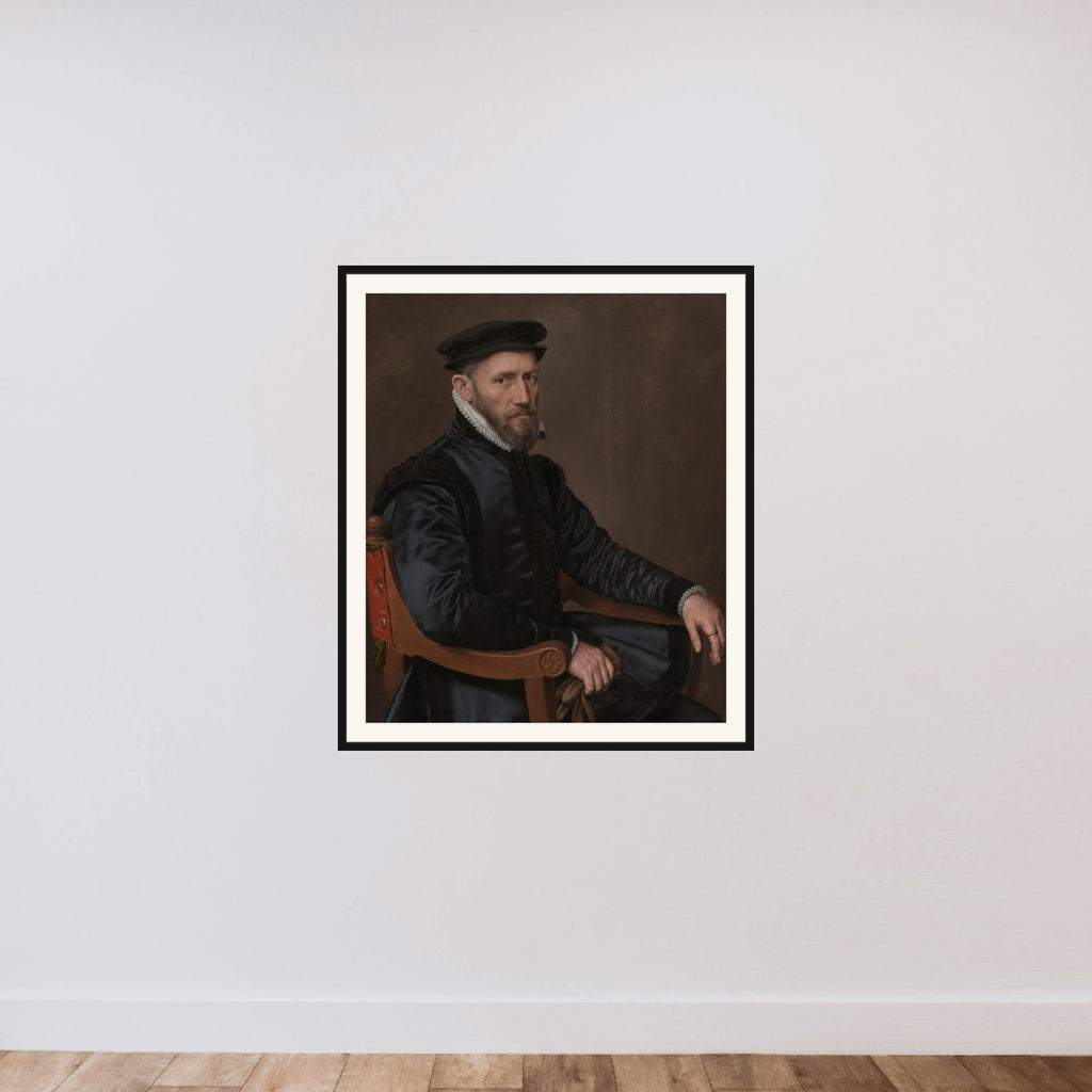 Portrait of Sir Thomas Gresham (1519 - 1579) Merchant and financial agent of the English crown in the Netherlands, founder of the Royal Exchange and of Gresham college, London framed — shown to scale