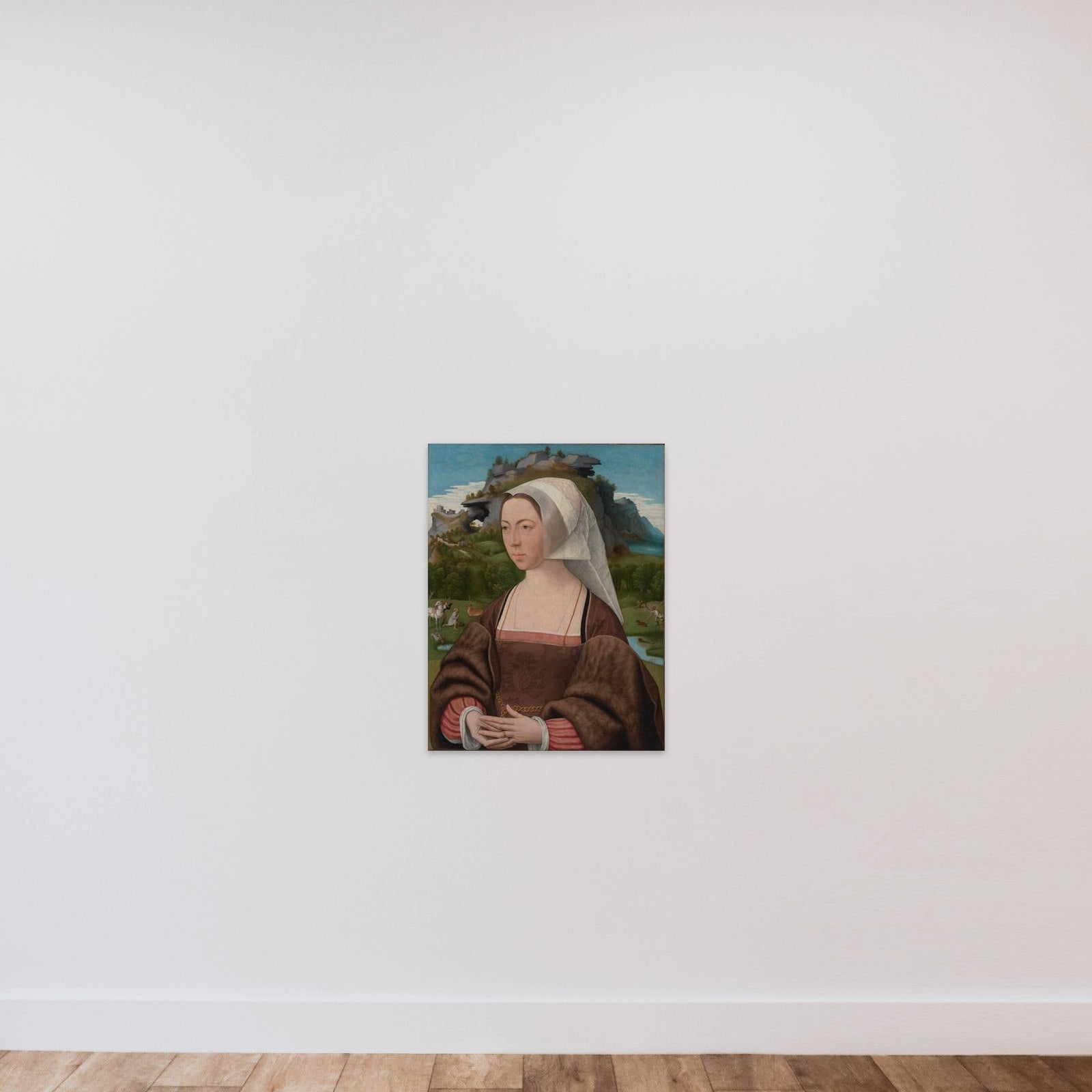 Portrait of a woman unframed — shown to scale
