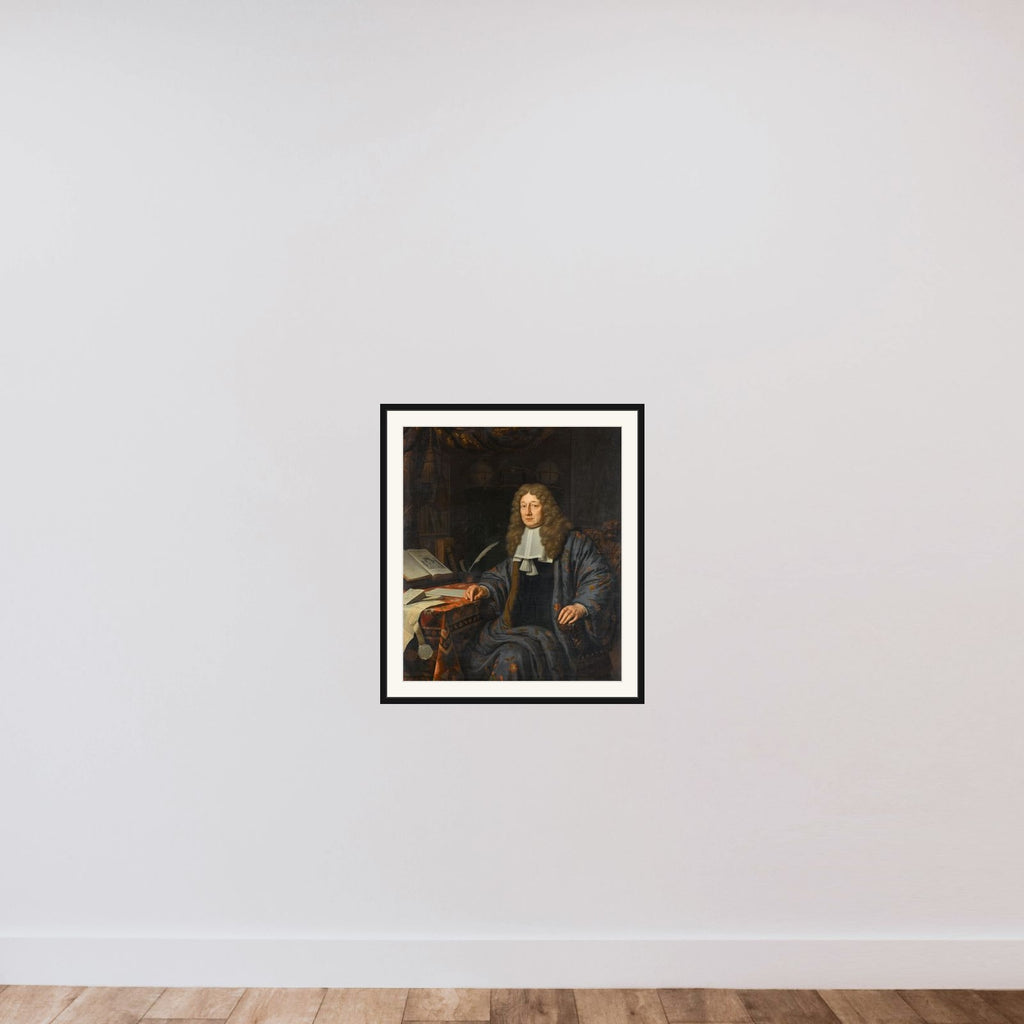 Portrait of Johannes Hudde (1628-1704), burgomaster of Amsterdam framed — shown to scale