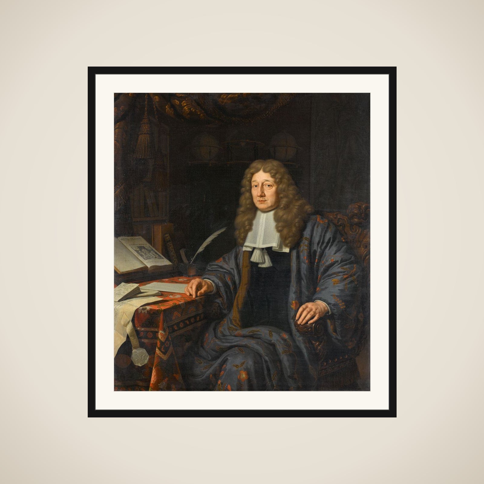 Portrait of Johannes Hudde (1628-1704), burgomaster of Amsterdam framed