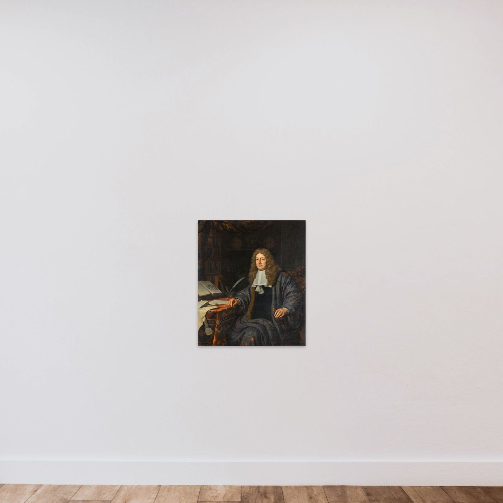 Portrait of Johannes Hudde (1628-1704), burgomaster of Amsterdam unframed — shown to scale