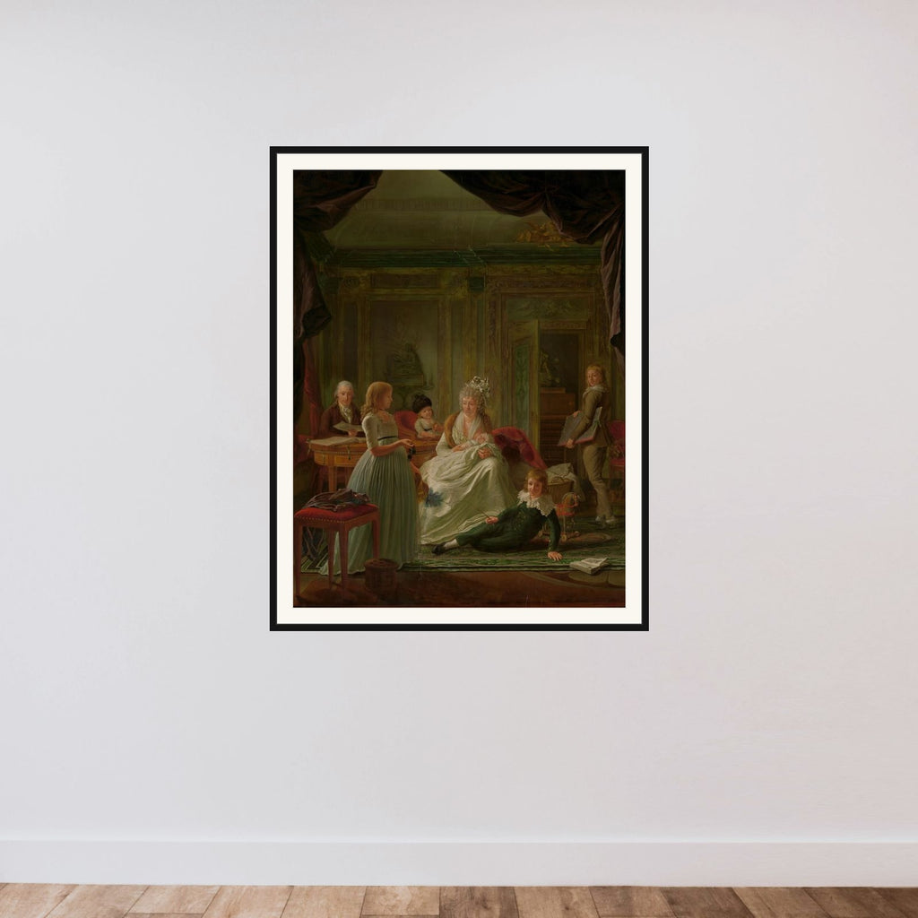 Aernout van Beeftingh (1759-1831) with his first Wife Jacoba Maria Boon (1760-1800) and their Children framed — shown to scale