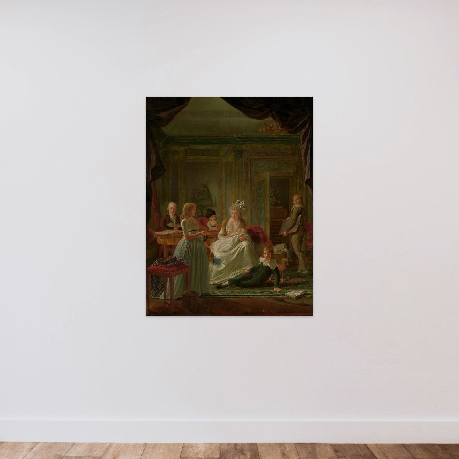Aernout van Beeftingh (1759-1831) with his first Wife Jacoba Maria Boon (1760-1800) and their Children unframed — shown to scale
