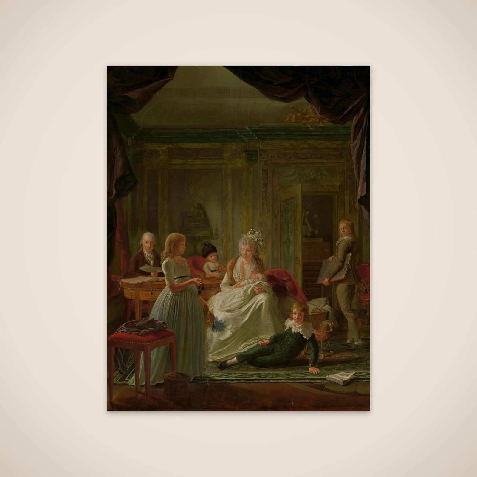 Aernout van Beeftingh (1759-1831) with his first Wife Jacoba Maria Boon (1760-1800) and their Children unframed print