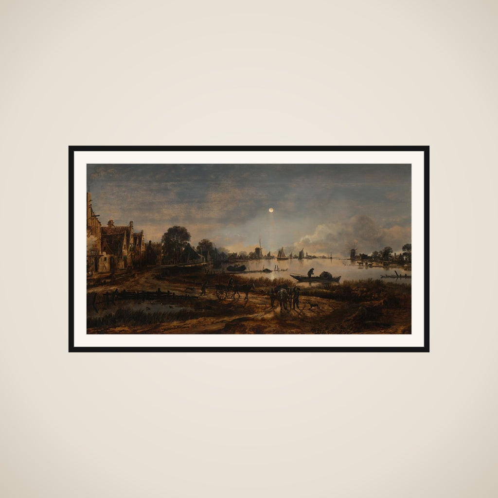 River View by Moonlight framed