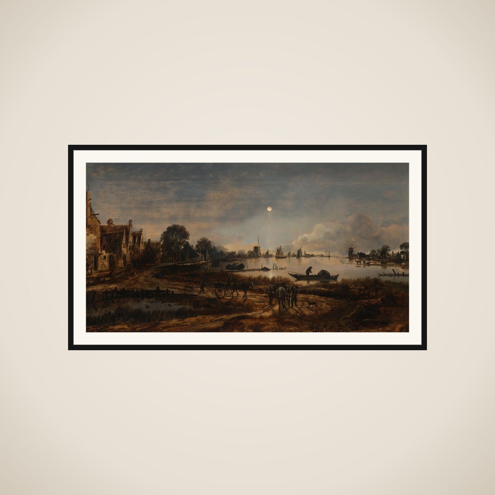 River View by Moonlight framed