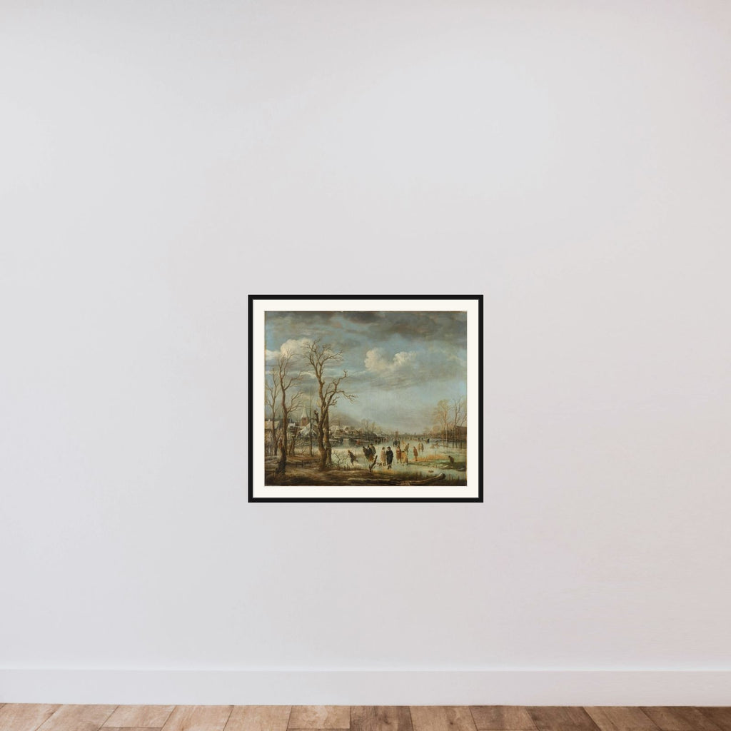 Winter Landscape near a Town with Bare Trees framed — shown to scale