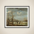 Winter Landscape near a Town with Bare Trees framed