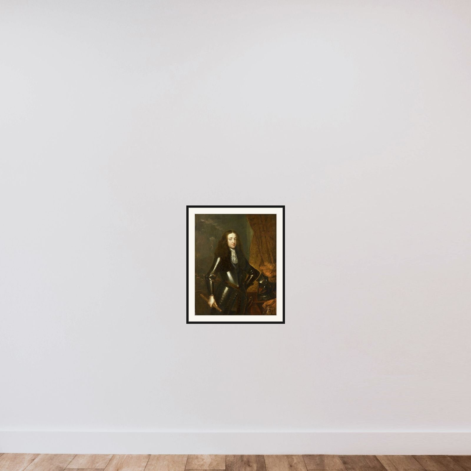 Portrait of Willem III (1650-1702), Prince of Orange and since 1689, King of England framed — shown to scale
