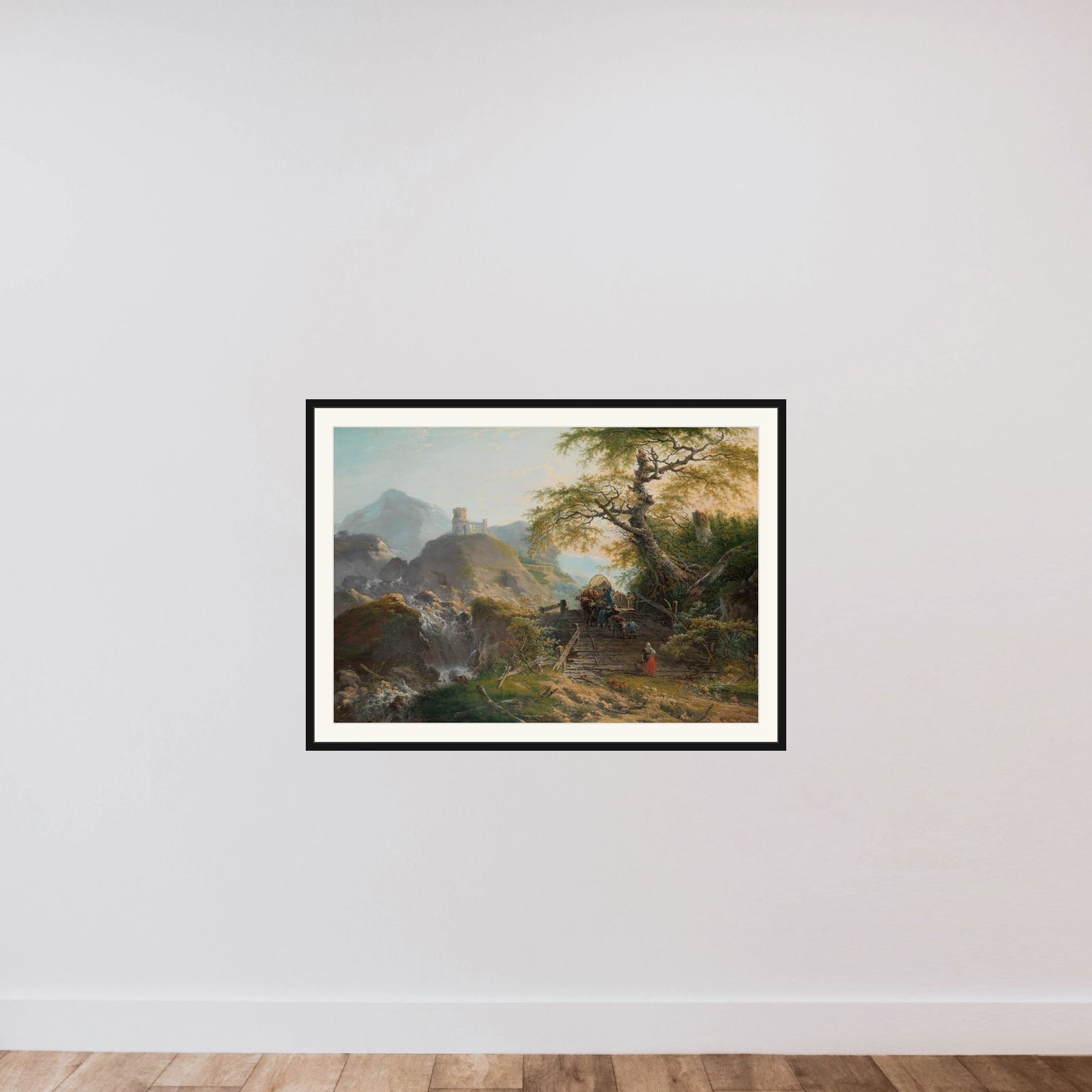 Mountainous Landscape near Düsseldorf framed — shown to scale