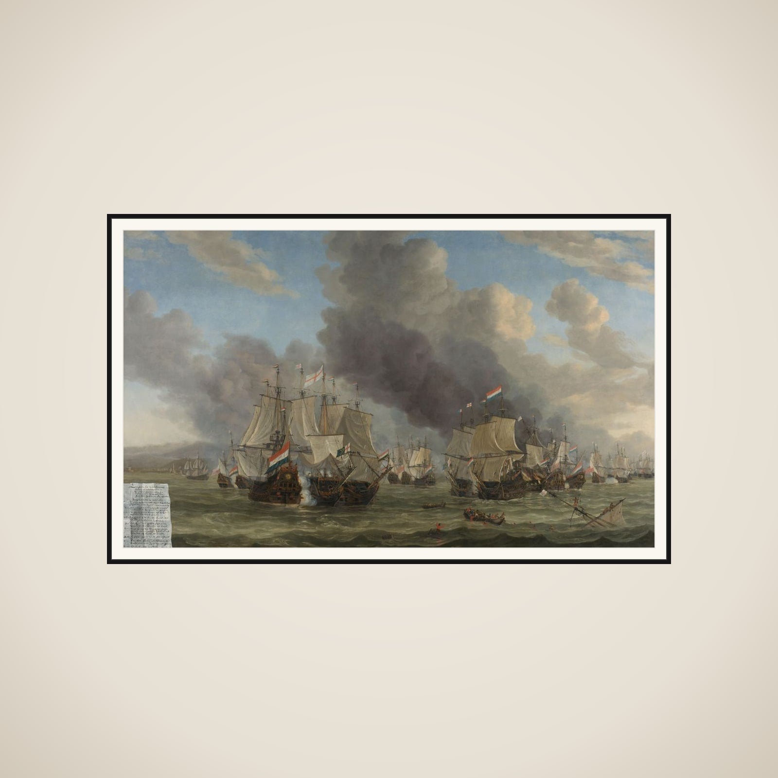 The Naval Battle near Livorno, 14 March 1653 framed