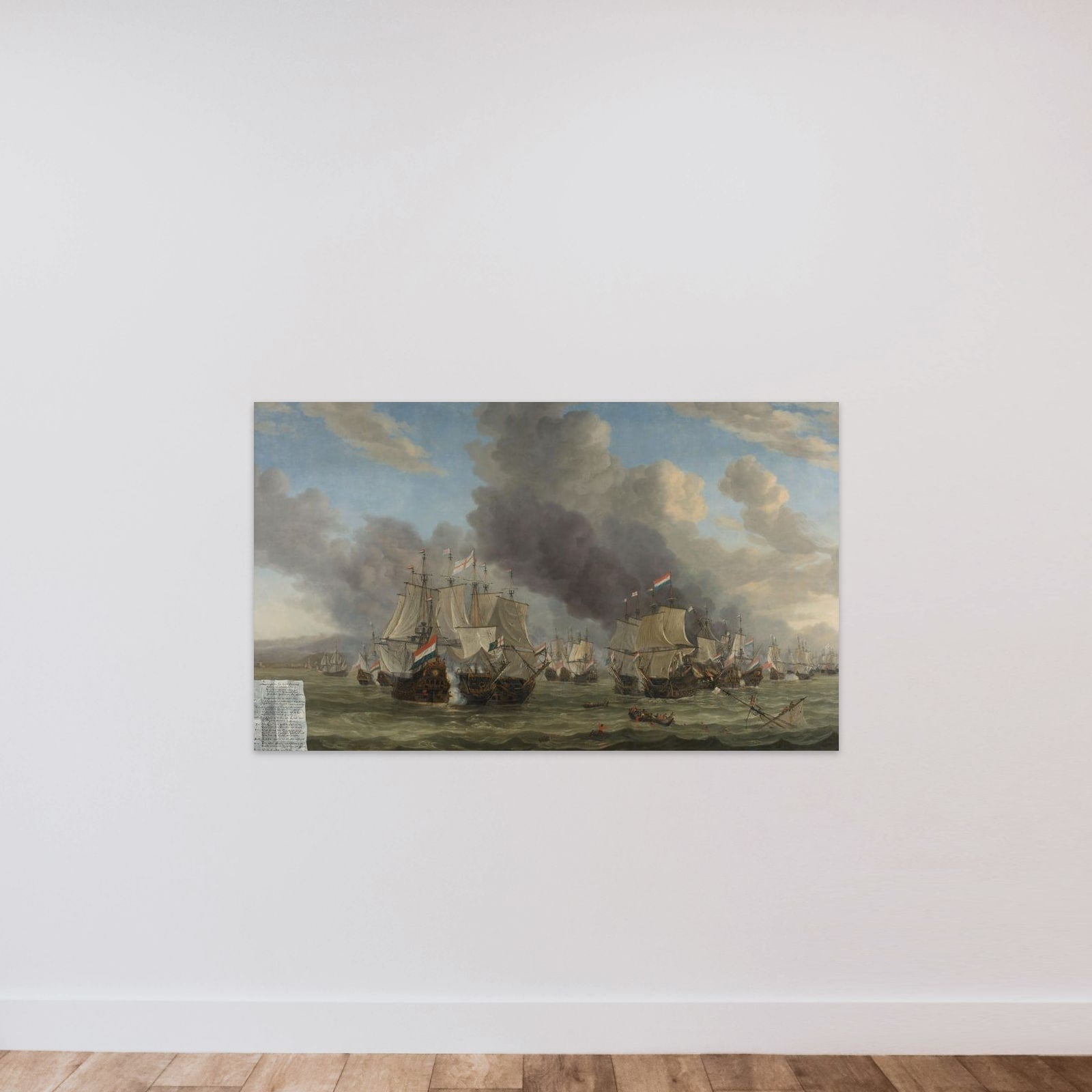 The Naval Battle near Livorno, 14 March 1653 unframed — shown to scale