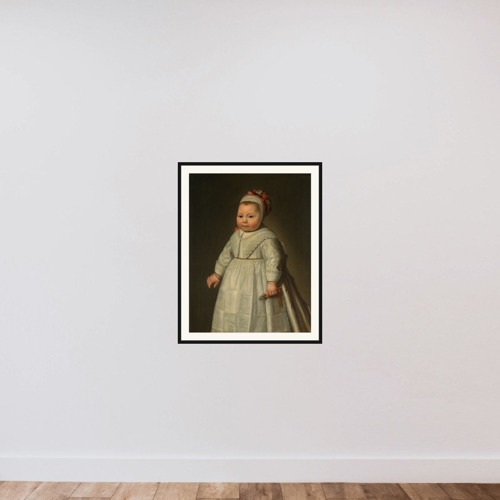 Portrait of Jacoba Bontemantel (1643-?) framed — shown to scale