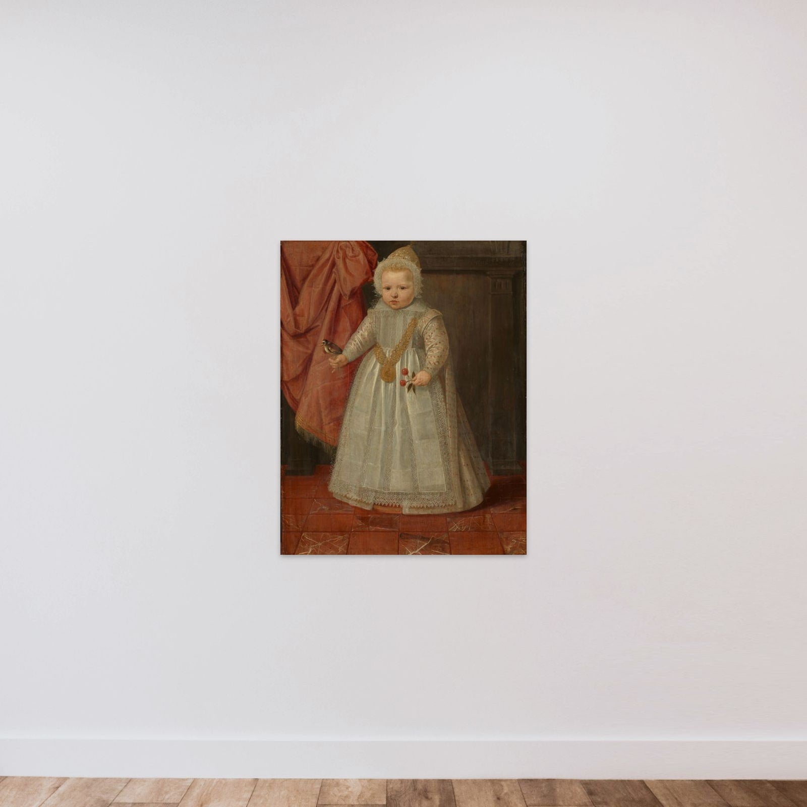 Portrait of a Boy, possibly Louis of Nassau, later Lord of Beverweerd, De Leck, Odijk and Lekkerkerk, Illegitimate Son of Maurice, Prince of Orange, and Margaretha van Mechelen unframed — shown to scale