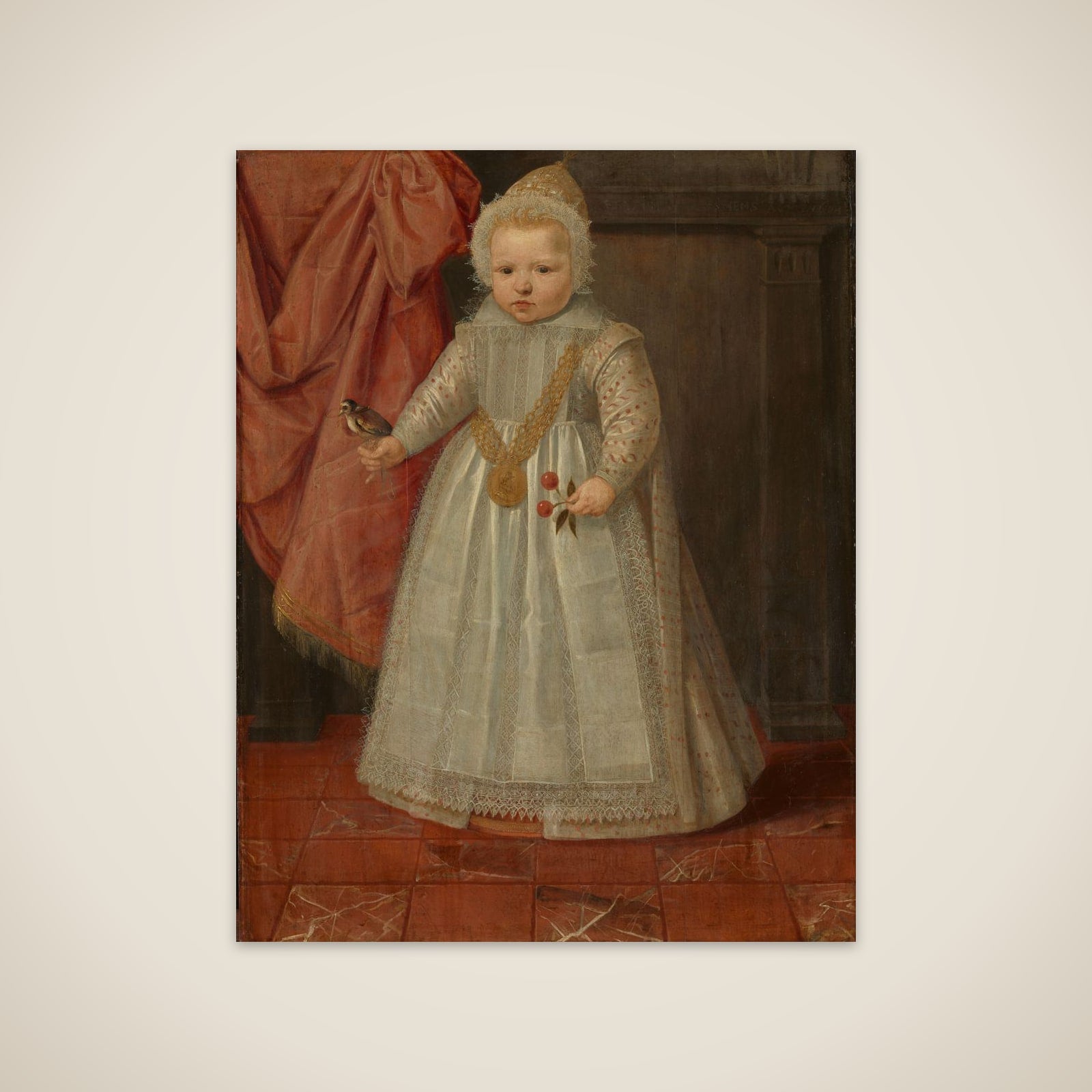 Portrait of a Boy, possibly Louis of Nassau, later Lord of Beverweerd, De Leck, Odijk and Lekkerkerk, Illegitimate Son of Maurice, Prince of Orange, and Margaretha van Mechelen unframed print