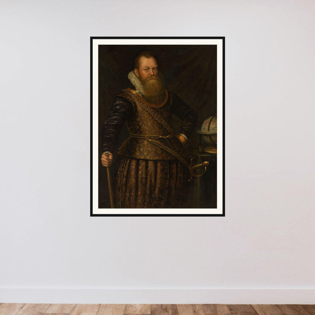 Portrait of Frederik Houtman (1571-1627) framed — shown to scale