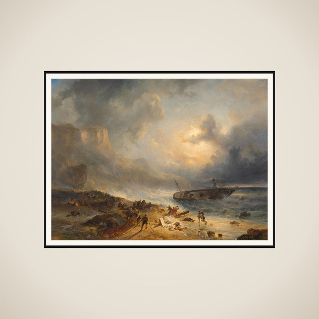 Shipwreck off a Rocky Coast framed