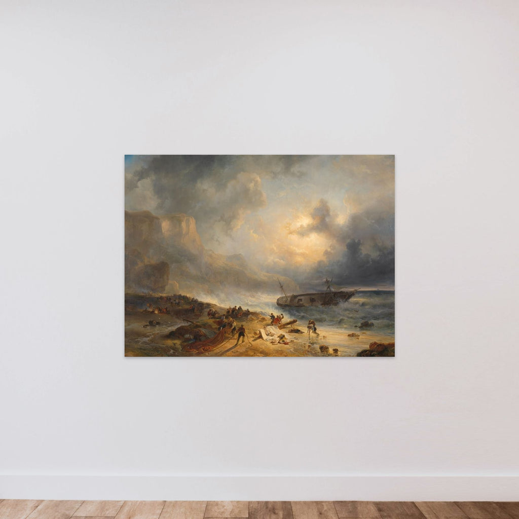 Shipwreck off a Rocky Coast unframed — shown to scale