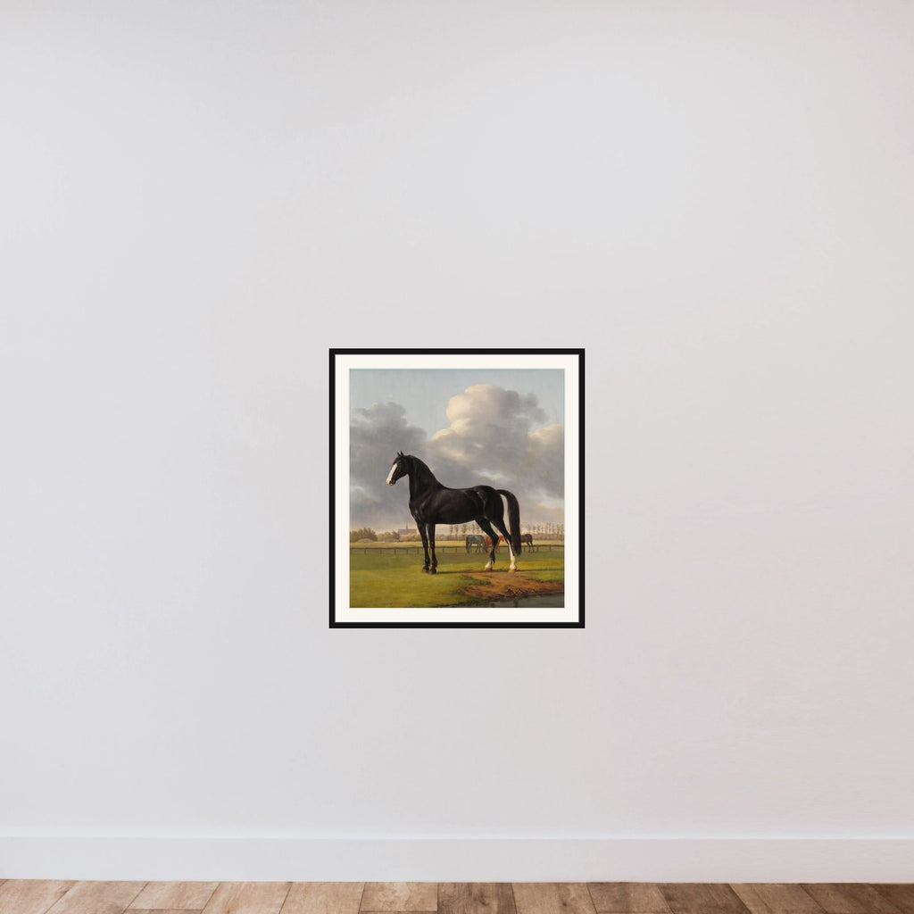 Adriaan van der Hoop’s Trotter ‘De Vlugge’ (The Fast One) in a Meadow framed — shown to scale