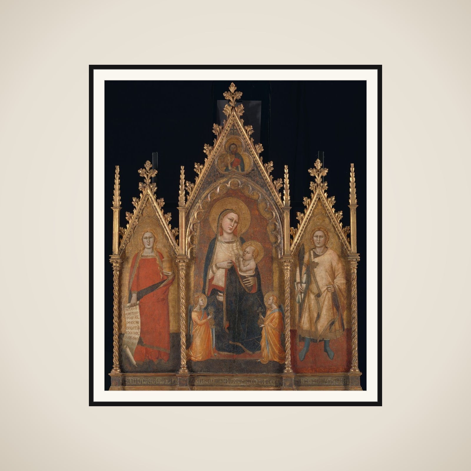 Triptych with the Virgin and Child, and Saints Mary Magdalene and Ansanus framed